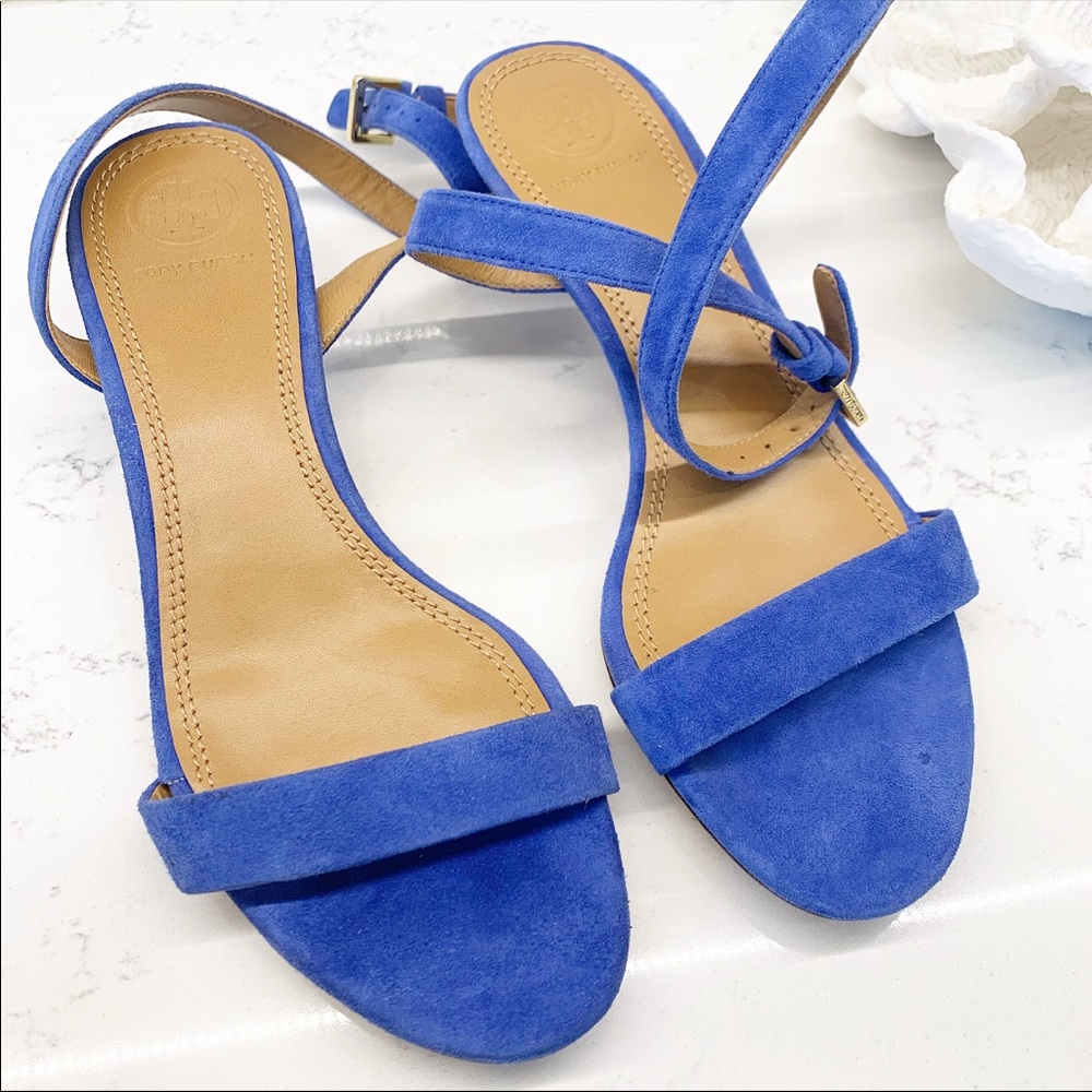 Tory Burch Blue Suede Kitten Heels - Picture 3 of 11